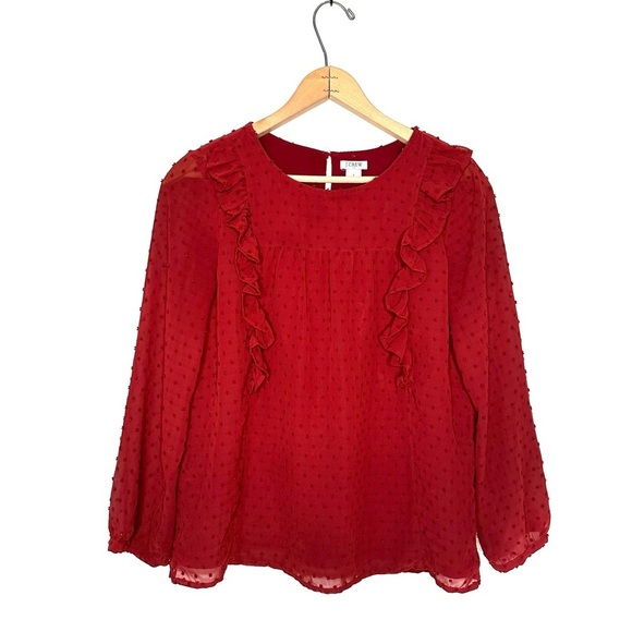 J. Crew | Ruffle Front Swiss Dot Blouse Size 2 - Picture 1 of 5